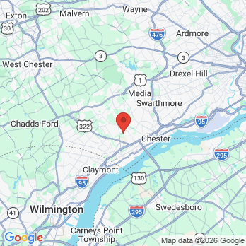 Map to Aston Dental Care office in Aston Township, PA