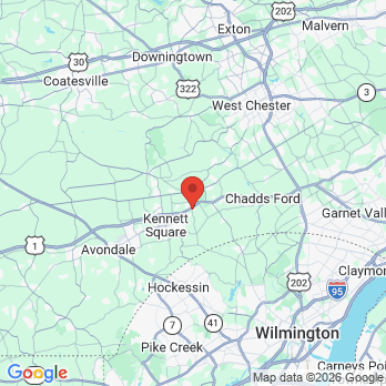 Map to Harris Dental Arts office in Kennett Square, PA