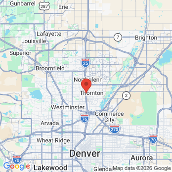 Map to Alpine Dental Center office in Thornton, CO