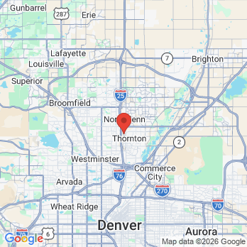 Map to HighPointe Dental office in Thornton, CO