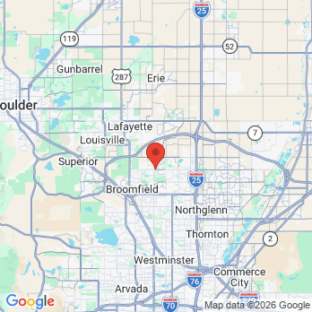 Map to Broomfield Family Dentistry office in Broomfield, CO