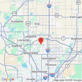 Map to Broadlands Family Dentistry office in Broomfield, CO