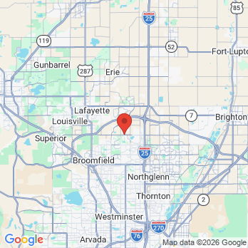 Map to Broomfield Smiles office in Broomfield, CO