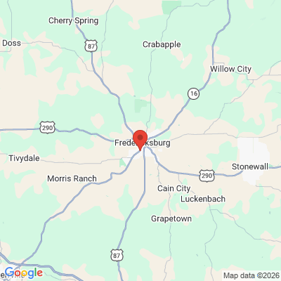 Map to Robert K. Bourquein, DDS, MS office in Fredericksburg, TX