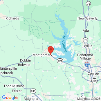 Map to Montgomery Dental Center office in Montgomery, TX