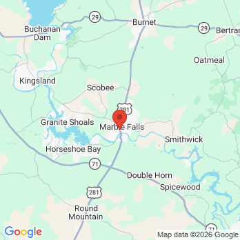 Map to Main Street Dental Center office in Marble Falls, TX