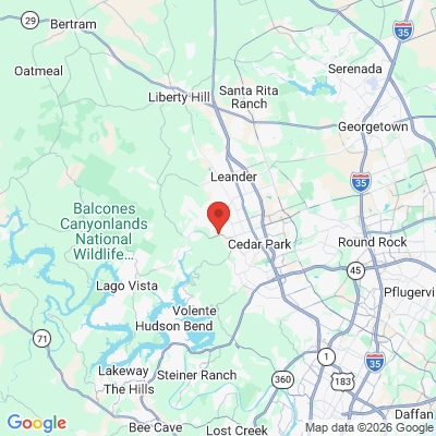 Map to Amani Pediatric Dentistry office in Cedar Park, TX