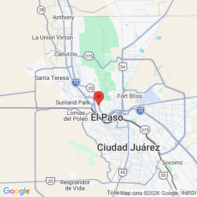 Map to Guadalupe M. Ward, DDS, PA office in El Paso, TX