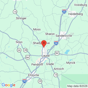 Map to Aspire Dental office in Laurel, MS