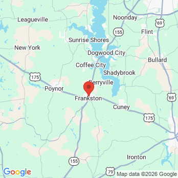 Map to Frankston Family Dentistry: Kyle W Halberstadt DDS office in Frankston, TX