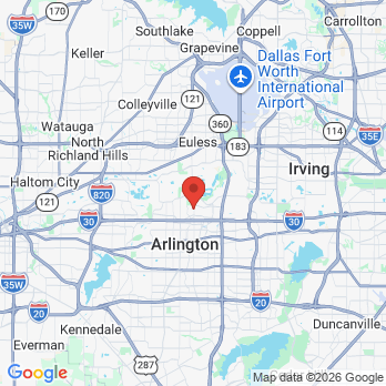 Map to Mansour Ahangarzadeh, DDS, PA office in Arlington, TX