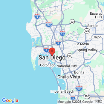 Map to Fifth Avenue Dental Arts office in San Diego, CA