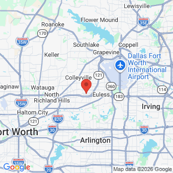 Map to Meadow Park Family Dentistry office in Bedford, TX