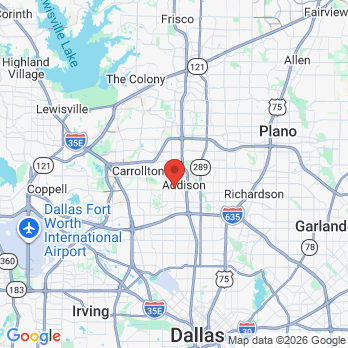 Map to The Addison Dentist office in Addison, TX