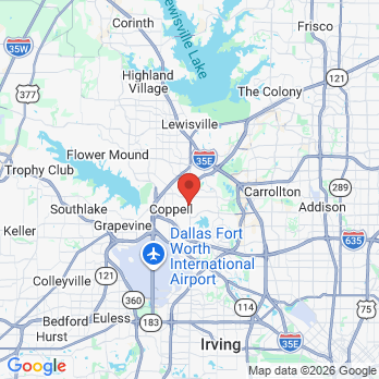 Map to Coppell Family Dentistry office in Coppell, TX