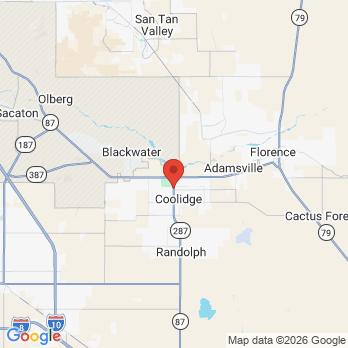 Map to Rivers Edge Dental office in Coolidge, AZ