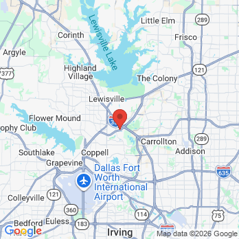 Map to Lucky smiles Dentistry office in Lewisville, TX