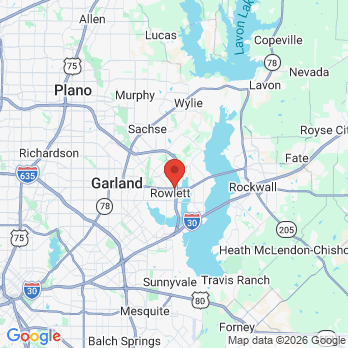 Map to Bayside Dental  office in Rowlett, TX
