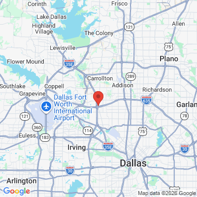 Map to Gold Coast Dental Farmers Branch office in Dallas, TX