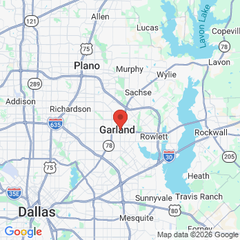 Map to Universal Dental Clinic office in Garland, TX