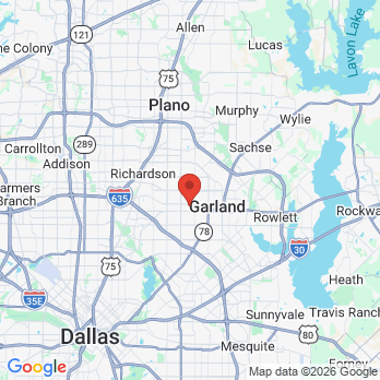 Map to Dashing Dental  office in Garland, TX