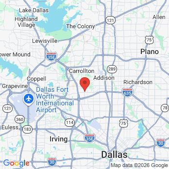 Map to Advance Dental office in Farmers Branch, TX