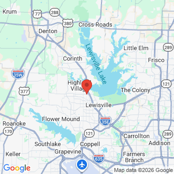 Map to Dawson Family Dentistry office in Lewisville, TX