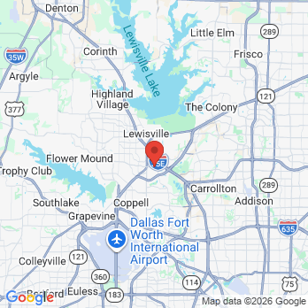 Map to Common Roots Family Dental office in Lewisville, TX
