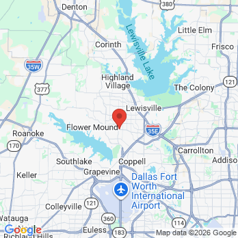 Map to Dazzle Dental Care office in Flower Mound, TX