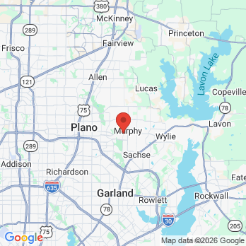 Map to Woodcreek Family Dental office in Murphy, TX