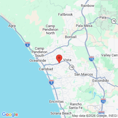 Map to Main Street Dental office in Vista, CA