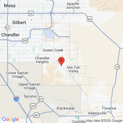 Map to Mountain Vista Dental Care office in San Tan Valley, AZ