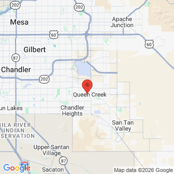 Map to Desert Creek Dental office in Queen Creek, AZ