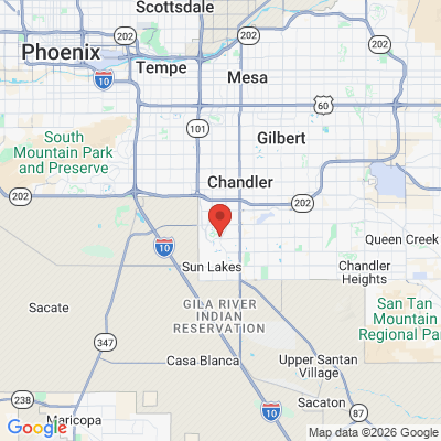 Map to Fountains Dental Care office in Chandler, AZ