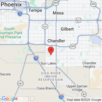 Map to Fountains Family Dental office in Chandler, AZ