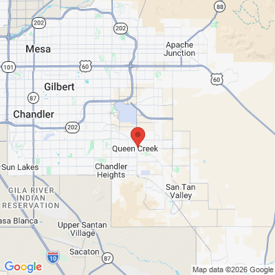 Map to Queen Creek Dental office in Queen Creek, AZ