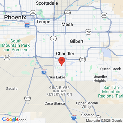 Map to Ocotillo Dental Care office in Chandler, AZ