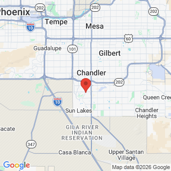 Map to Ocotillo Dental Care office in Chandler, AZ