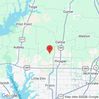 Map to Windsong Dental office in Prosper, TX
