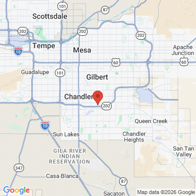 Map to Dentistry of Gilbert office in Gilbert, AZ