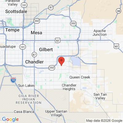 Map to Higley Dental Care office in Gilbert, AZ