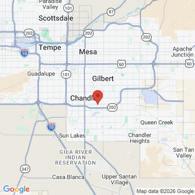 Map to Novelly Family Dentistry and Orthodontics office in Chandler, AZ