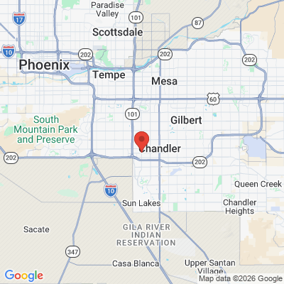 Map to Dobson and Frye Family Dentistry Implants and Braces. office in Chandler, AZ