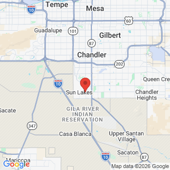 Map to Sun Lakes Family Dental office in Sun Lakes, AZ