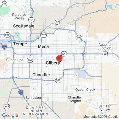 Map to Anytime Dental office in Gilbert, AZ