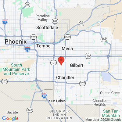 Map to Ray Family Dental Care office in Chandler, AZ