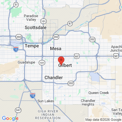 Map to cooper family dentistry office in Gilbert, AZ