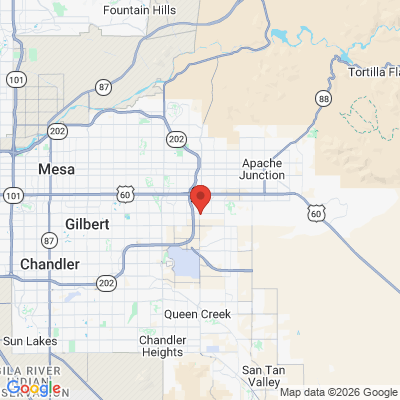 Map to Canyon Rim Dental office in Mesa, AZ