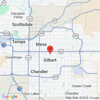 Map to Gilbert Dental Center office in Gilbert, AZ
