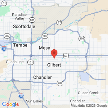 Map to Gilbert Dental Center office in Gilbert, AZ